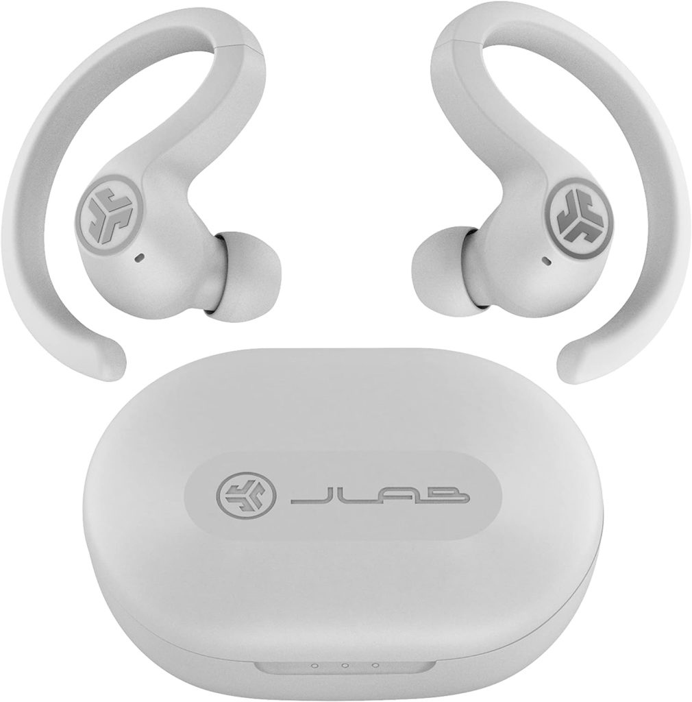 JLab JBuds Air Sport True Wireless Bluetooth Earbuds + Charging Case, White, IP66 Sweat Resistance, Class 1 Bluetooth 5.0 Connection, 3 EQ Sound Settings Signature, Balanced, Bass Boost