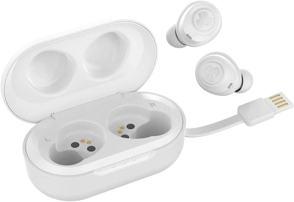 JLab JBuds Air True Wireless Signature Bluetooth Earbuds + Charging Case, White, IP55 Sweat Resistance, Bluetooth 5.0 Connection, 3 EQ Sound Settings Signature, Balanced, Bass Boost