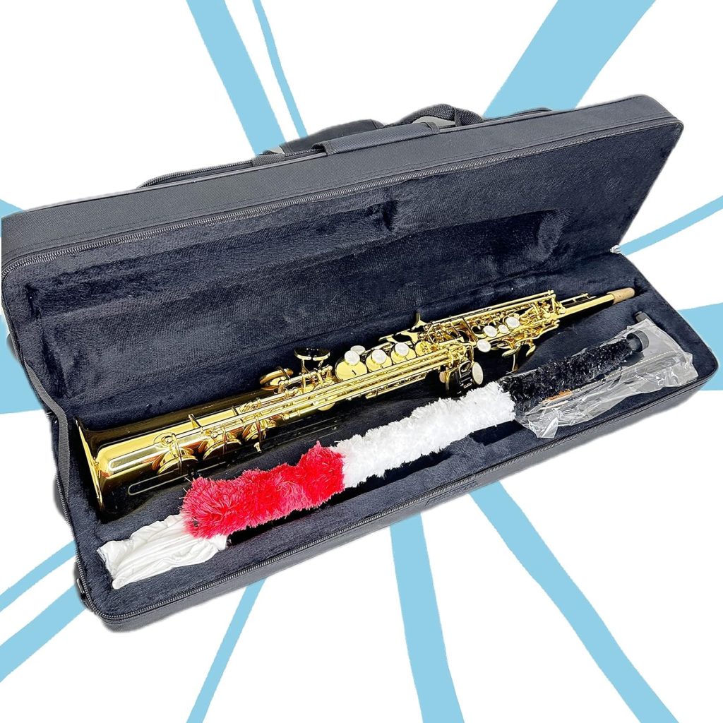 Jody Blues JSS-801 Golden Bb Soprano Sax Professional Level with Tuner Mouthpiece Reeds Case