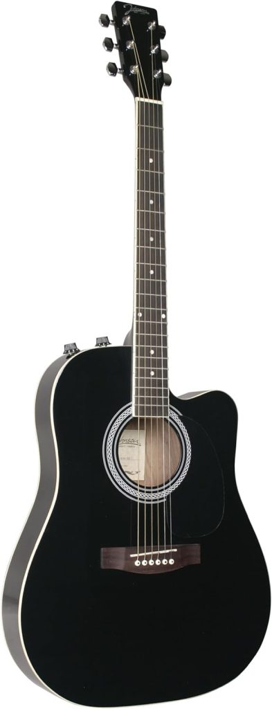 Johnson JG-650-TB Thinbody Acoustic Guitar with Pickup, Black