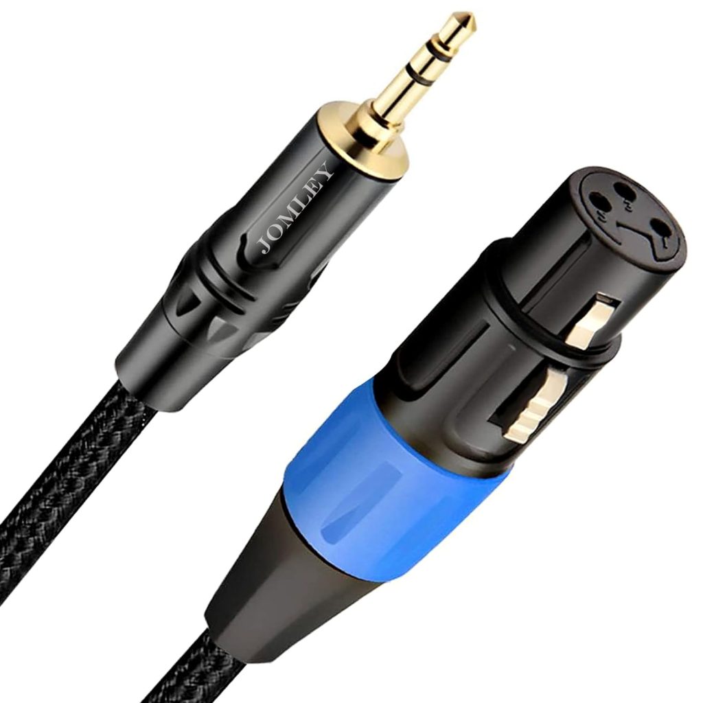 JOMLEY XLR to 3.5mm Cable, Unbalanced Female XLR to 1/8 inch Mini Stereo Jack Aux Microphone Cable Mic Cord for Cell Phone, Laptop, Speaker, Mixer - 6.6ft