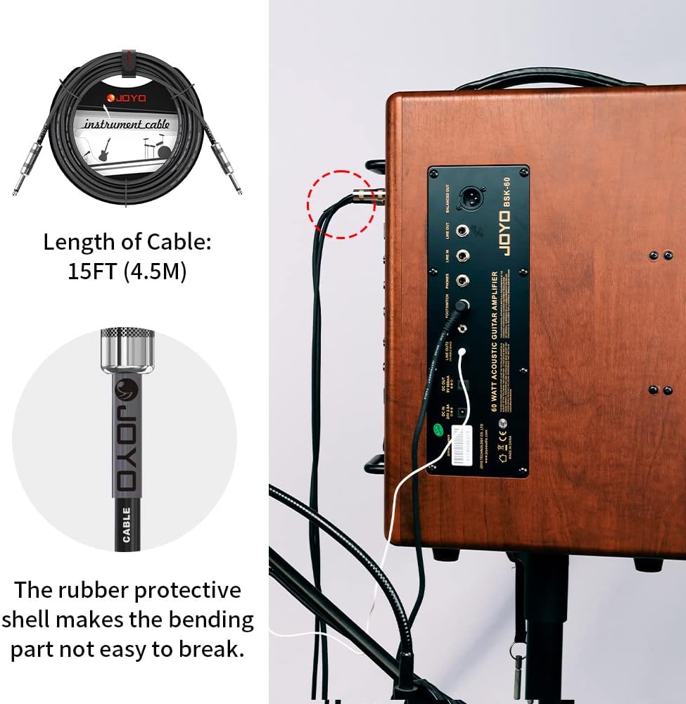 JOYO American Sound Amp Simulator Pedal JF-14 with Guitar Cable Instrument Cable 15Ft CM-04