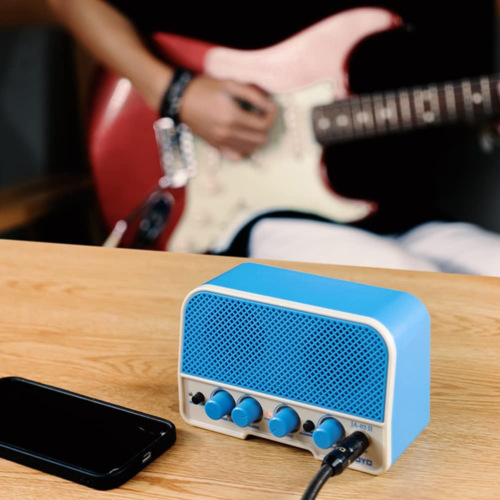 JOYO Combo Guitar Amplifier Bluetooth 5W Recharging Small Mini Practice Headphone Guitar Amp with Clean  Overdrive Channels (JA-02 II Blue)