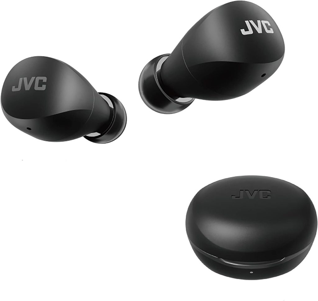 JVC Compact and Lightweight Gumy Mini True Wireless Earbuds Headphones, Long Battery Life (up to 23 Hours), Sound with Neodymium Magnet Driver, Water Resistance (IPX4) - HAA6TB (Black)