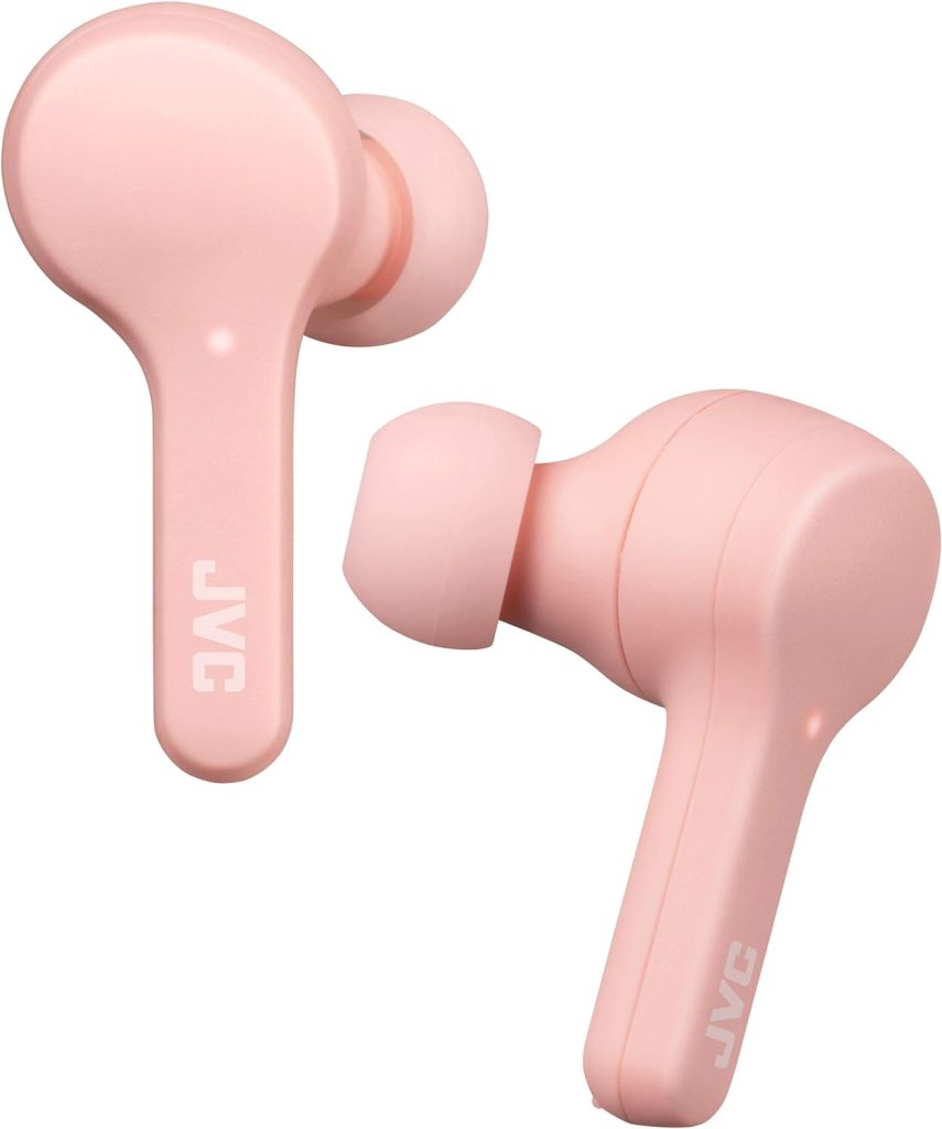 JVC Gumy Truly Wireless Earbuds Headphones, Bluetooth 5.0, Water Resistance(IPX4), Long Battery Life (up to 15 Hours) - HAA7TP (Pink)