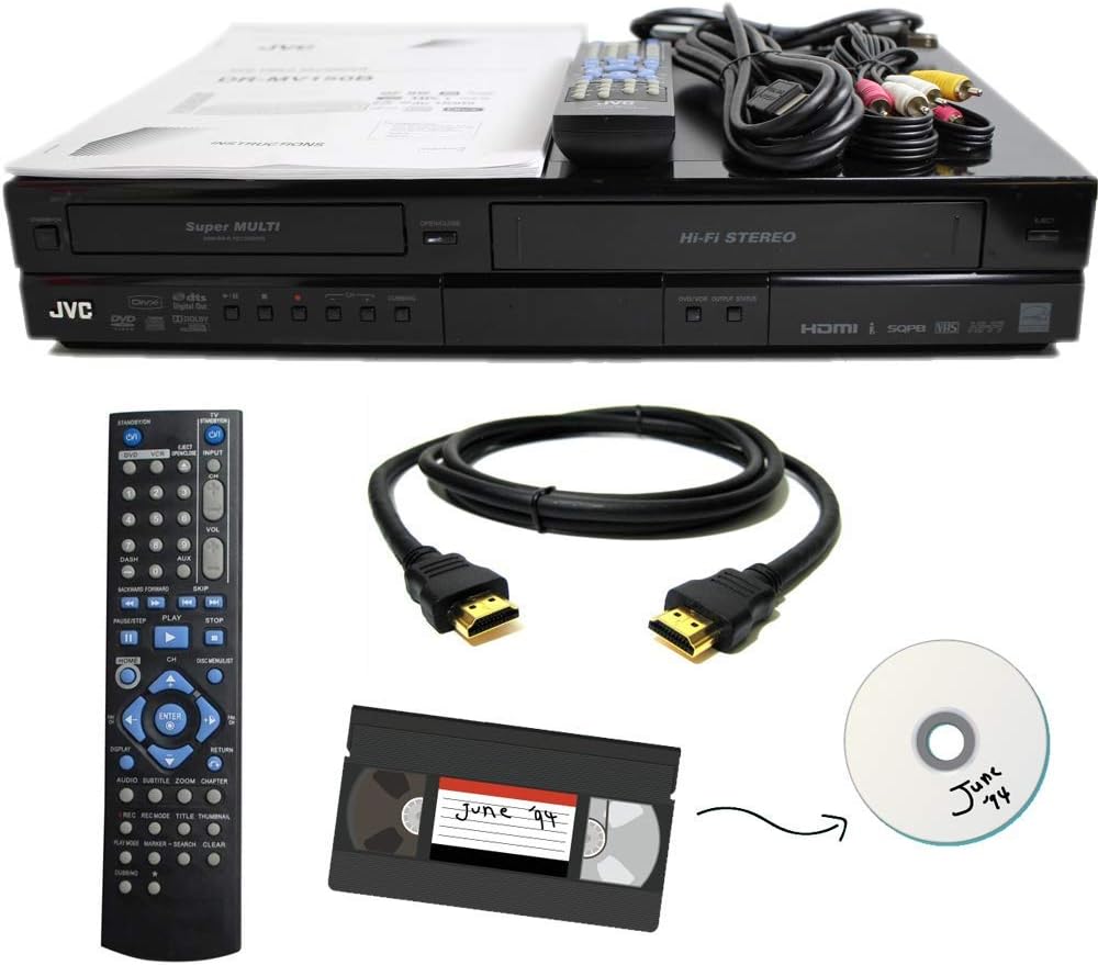 JVC VHS to DVD Recorder VCR Combo w/ Remote, HDMI (Renewed)