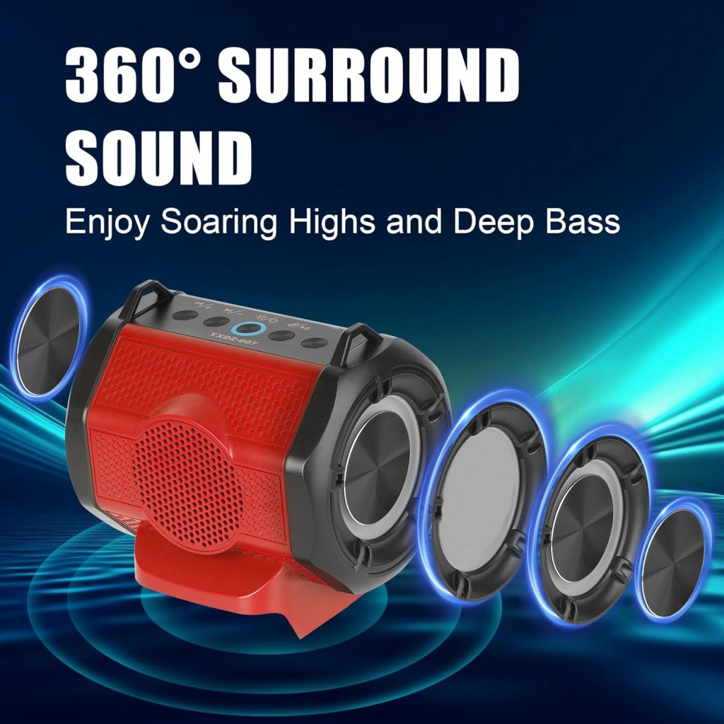 JYJZPB Cordless Wireless Speaker Compatible for Milwaukee M18 Battery, Blue Tooth Speaker fit for Milwaukee 18V 18 Volt Battery Great for Outdoor Job and Festival Party (Battery not Included)