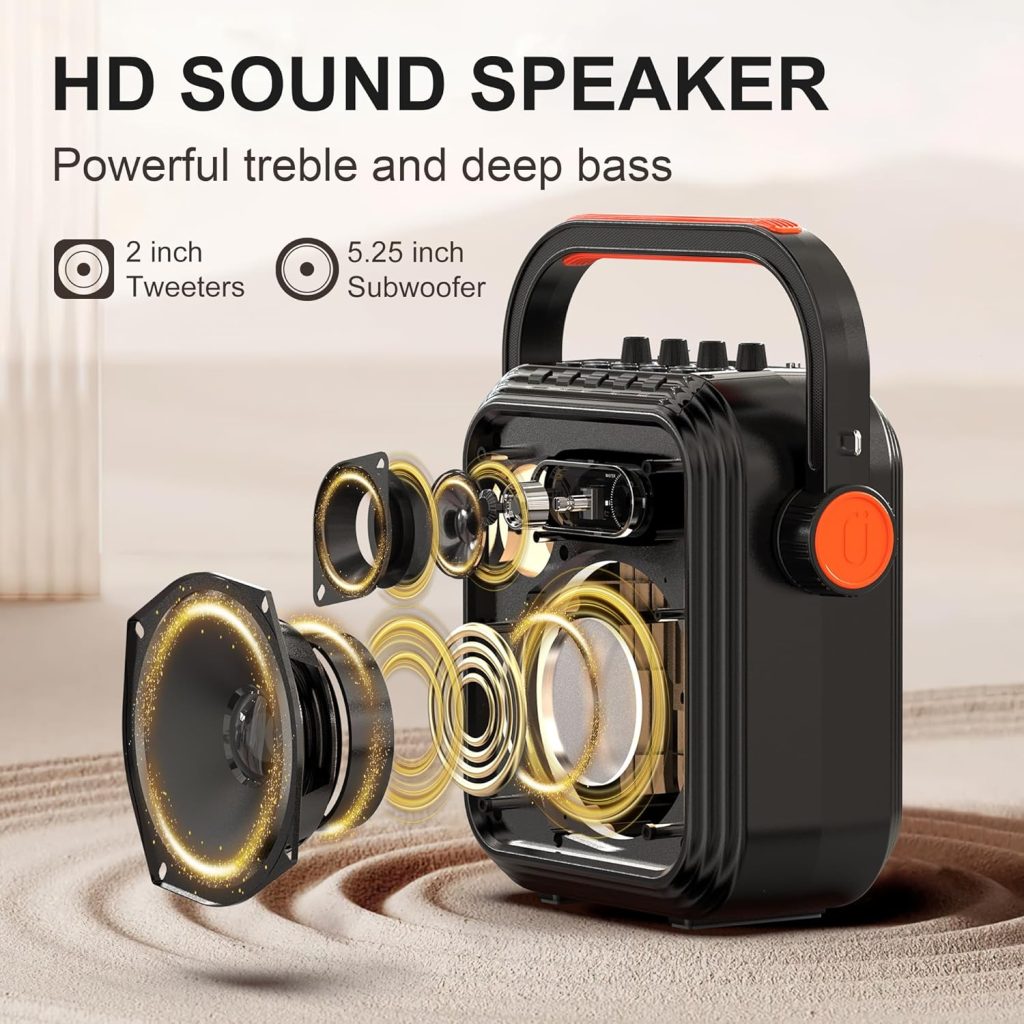 Speaker Portable Karaoke High Bass Bluetooth Support Micro SD / TF / USB  Flash et FM Radio