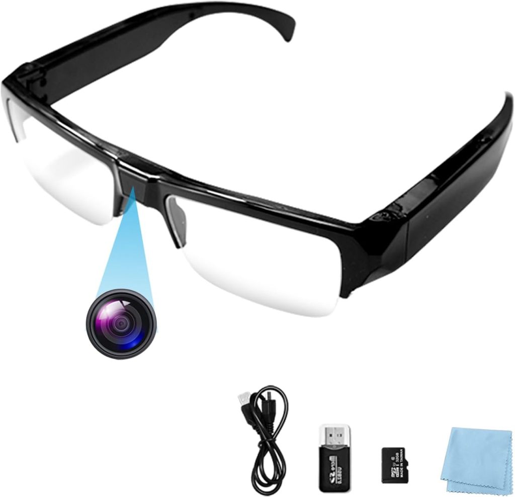 K-1wsid New Camera Glasses Video Glasses HD 1080P Eyewear Spy Camera Video Recording Camera Photo Video Camcorder for Meeting, Travel, Sports(Included 32G TF Card)