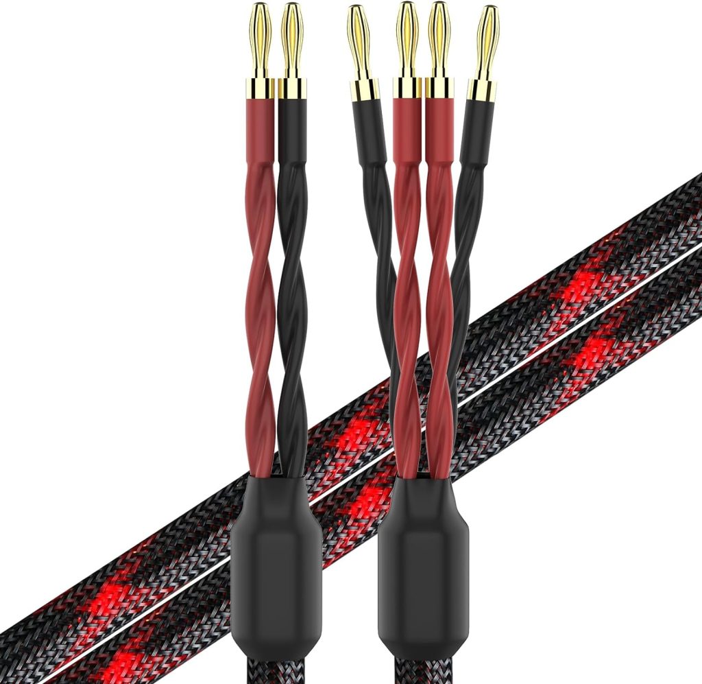 k4B-2B Bi-Wire Speaker Cable (2 Banana Plugs - 4 Banana Plugs), 1pair Set (Total 12banana Plugs), k4B-2B (2.5M(8.2ft))