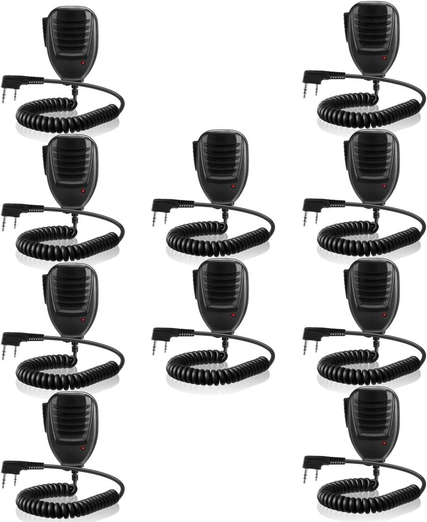 Kathfly 10 Pack Speaking Microphone for Radio Two Way Walkie Talkie Speaker Mic with Reinforced Cable Compatible with Radios UV-5R/UV-3R+/UV-82C/UV-82HP/BTECH DMR-6X2/UV-5X3/Retevis H-777/RT-21