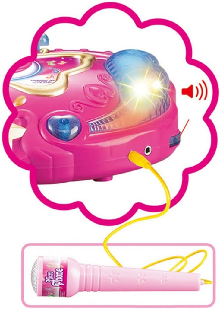 KeDun Kedoung Kids Karaoke Machine with Lights,Microphone with Adjustable Stand Singing Karaoke Machine for Girls Boys (Pink)