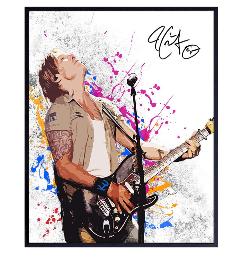Keith Urban w/Guitar Poster, 8x10 - Wall Art Decor, Decoration for Bedroom, Living Room - Cool Original Unique Gift for Girls, Teens, Women, Girlfriend, Her, Country Music, Nashville Fans - UNFRAMED