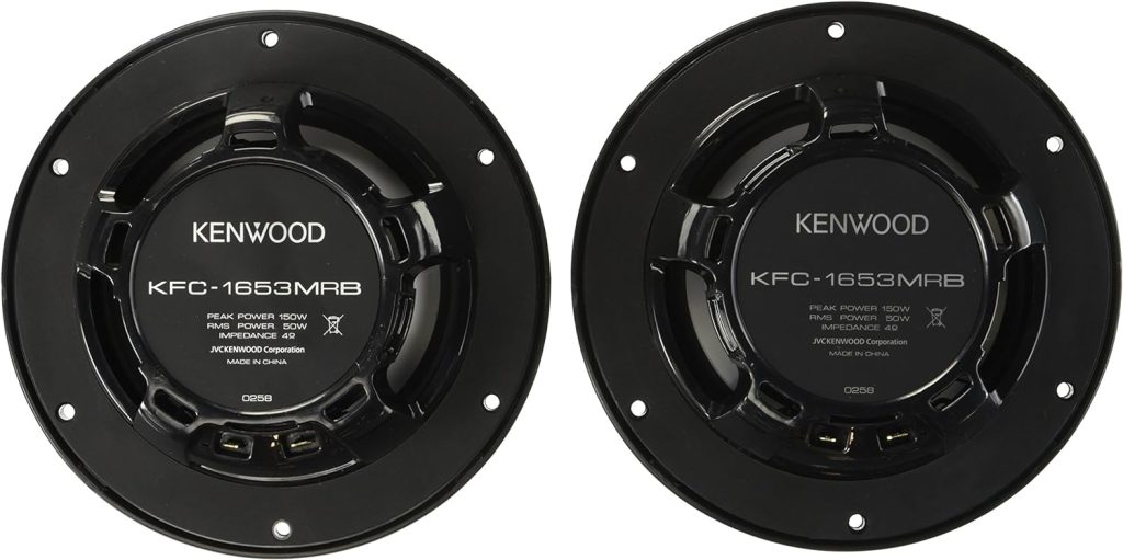 Kenwood KFC-1653MRB 6.5 Black Marine 2 Way Speakers 150 Watts