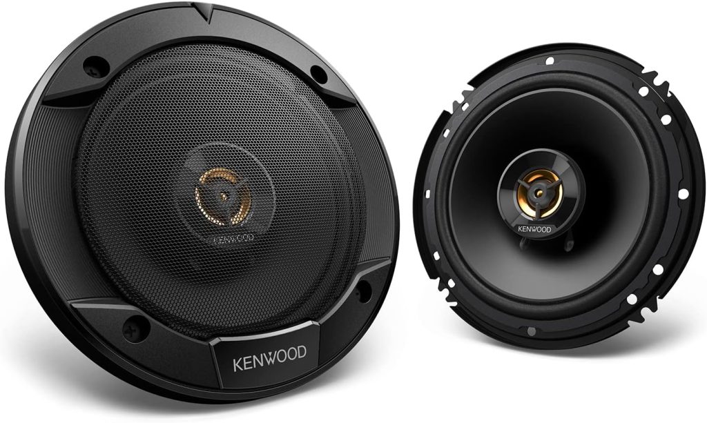 Kenwood KFC-1666R Road Series Car Speakers (Pair) - 6.5 2-Way Car Coaxial Speakers, 300W, 4-Ohm Impedance, Cloth Woofer  Balanced Dome Tweeter, Heavy Duty Magnet Design
