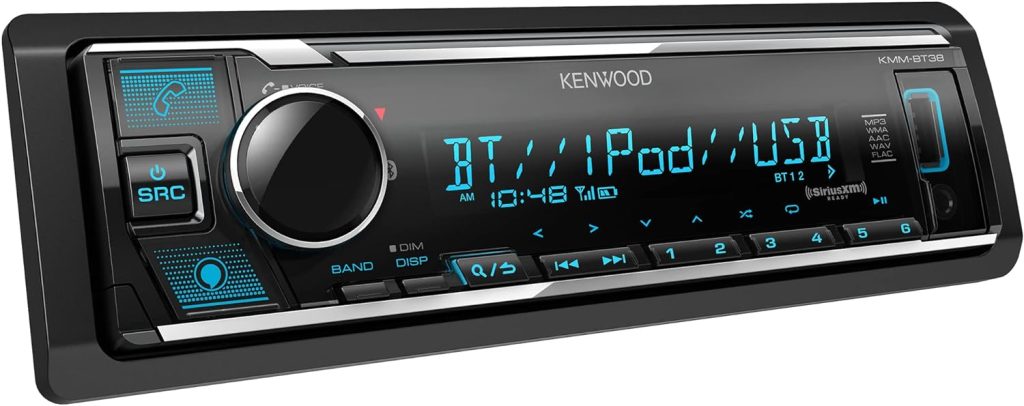 KENWOOD KMM-BT38 Bluetooth Car Stereo with USB Port, AM/FM Radio, MP3 Player, Multi Color LCD, Detachable Face, Built in Amazon Alexa, Compatible with SiriusXM Tuner