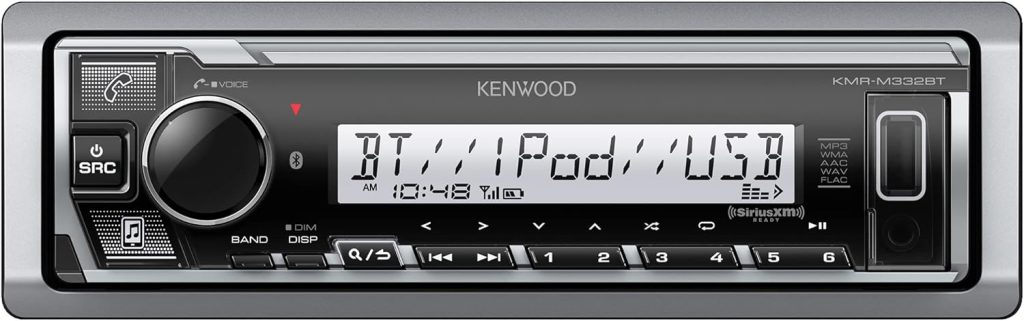 KENWOOD KMR-M332BT Car  Marine Stereo - Single Din, Bluetooth Audio, USB MP3, Aux in, AM FM Radio SiriusXM Ready, Weatherproof, Multi Color Illumination : Electronics