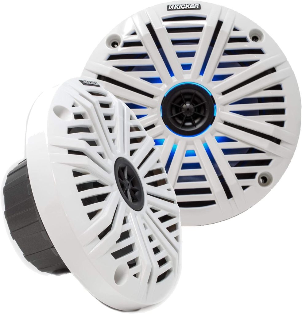 KICKER 6.5 White LED Marine Speakers (Qty 4) 2 Pairs of OEM Replacement Speakers