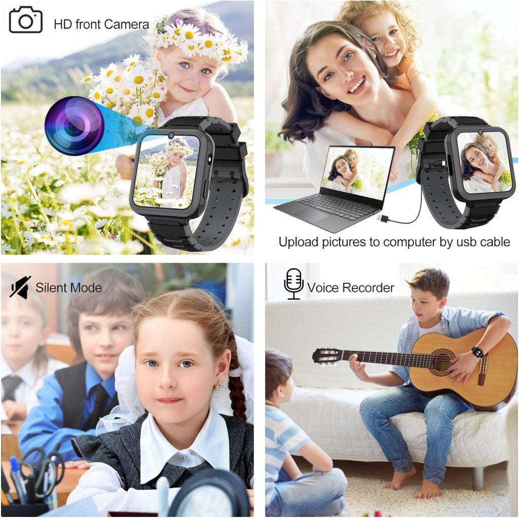 Kids Smart Watch Boys Phone Camera Selfie SOS Calling Smartwatch for Kids Waterproof IPX5 Games Touch Screen Alarm Sound Recorder Music Player Calculator 3-12 Years Old Boys and Girls
