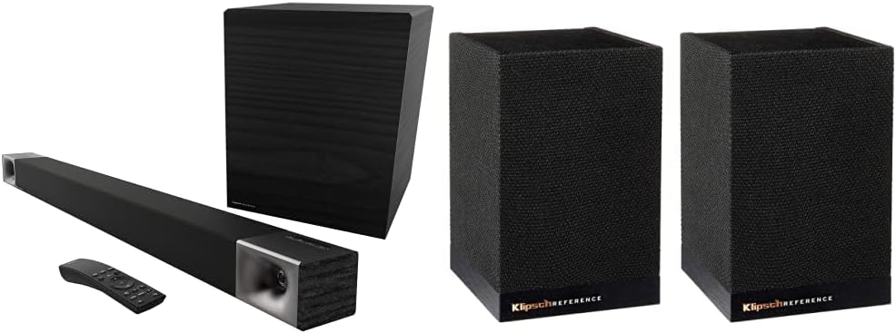 Klipsch Cinema 600 Sound Bar Sound Wall Mount Speakers, Black Surround 3 Surround Speaker, Black