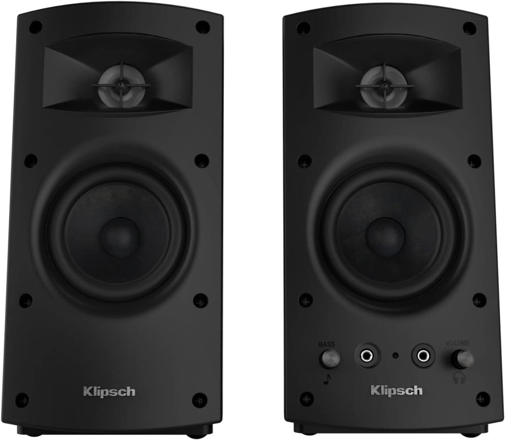 Klipsch ProMedia 2.0 Multimedia Compact Computer Speaker System Compatible for Any Laptop, Desktop, or Mobile Device for Premium Home Office, Workstation, or Gaming System,Black