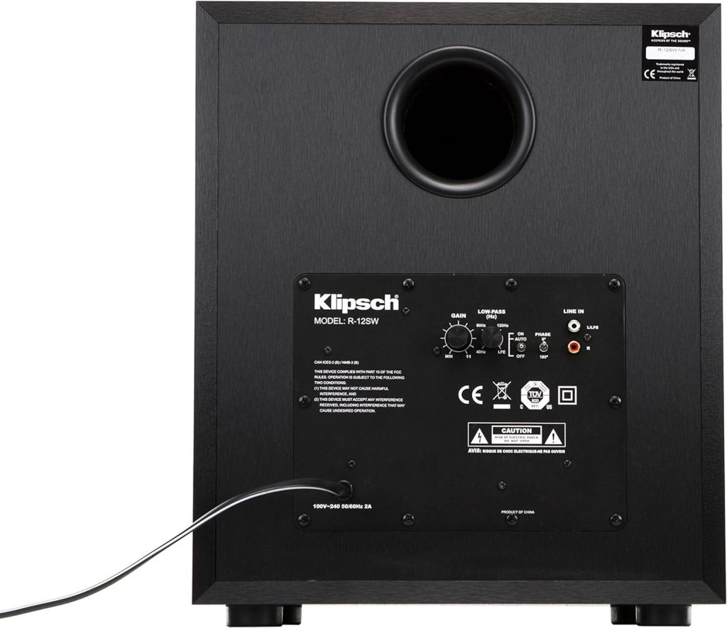 Klipsch R-12SW Powerful Deep Bass Front Firing 12 Copper-Spun Driver 400W Digital Power Subwoofer 14 X 18.5 X 16