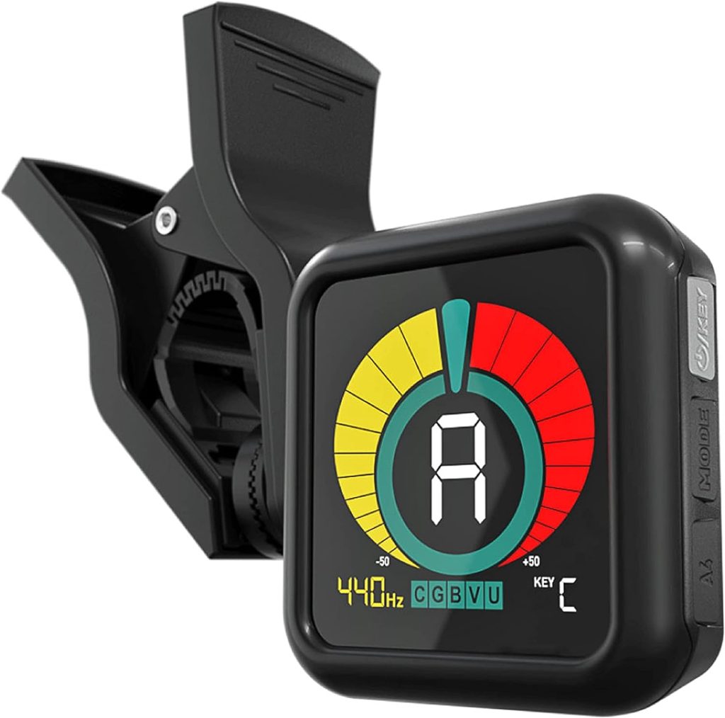 KLIQ UberTuner - Professional Clip-On Tuner for All Instruments (multi-key modes) - with Guitar, Ukulele, Violin, Bass  Chromatic Tuning Modes (also for Mandolin and Banjo)