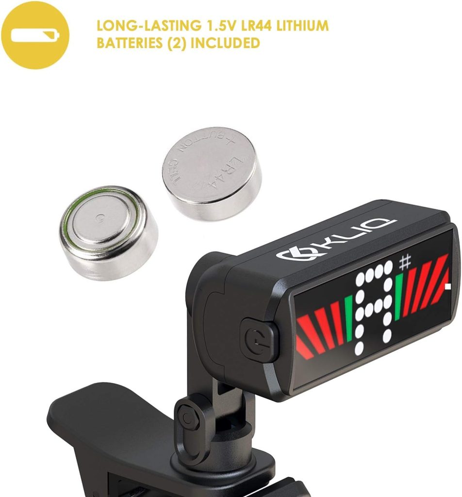 KLIQ UberTuner - Professional Clip-On Tuner for All Instruments (multi-key modes) - with Guitar, Ukulele, Violin, Bass  Chromatic Tuning Modes (also for Mandolin and Banjo)