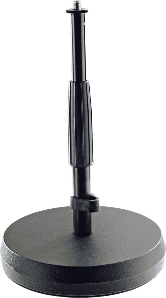 KM König  Meyer 23325.500.55 Table / Floor Microphone Stand | Adjustable Height | Sound Absorbing Cast-Iron Round Base | Standard 5⁄8 Thread | For Microphone Amps, Percussion | German Made | Black