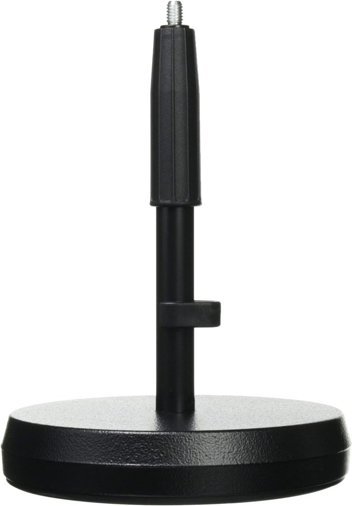 KM König  Meyer 23325.500.55 Table / Floor Microphone Stand | Adjustable Height | Sound Absorbing Cast-Iron Round Base | Standard 5⁄8 Thread | For Microphone Amps, Percussion | German Made | Black
