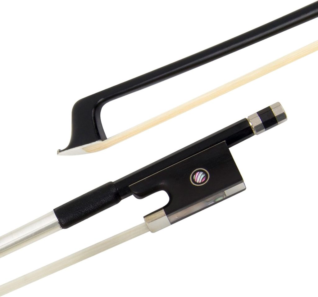 Kmise Violin Bow Stunning Fiddle Bow Carbon Fiber for Violins (4/4, Black)
