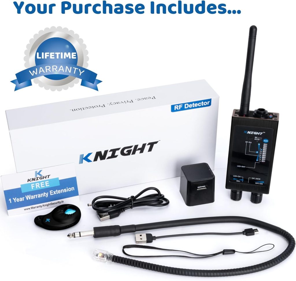 KNIGHT Premium Hidden Devices Detector - Hidden Camera Detectors RF Detector  Bug Detector | Hidden Camera Finder for GPS Tracking/Radio Frequency Signal Detection Anti Spy Detector Spy Bug Sweeper