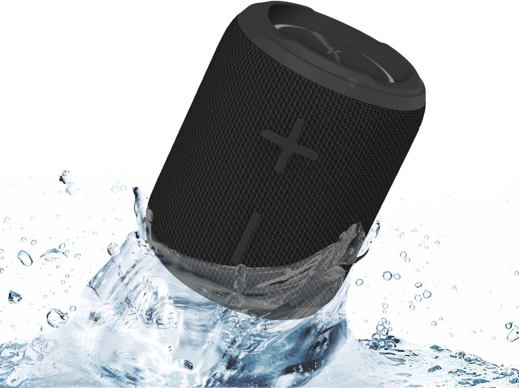 KOVE Mini Commuter 2 Portable Speaker - Black Bluetooth Speakers, Wireless with HD Louder Volume, Deep Bass Subwoofer, Microphone, IPX7 Water Resistant - Perfect Boom Box for Home, Outdoor or Travel