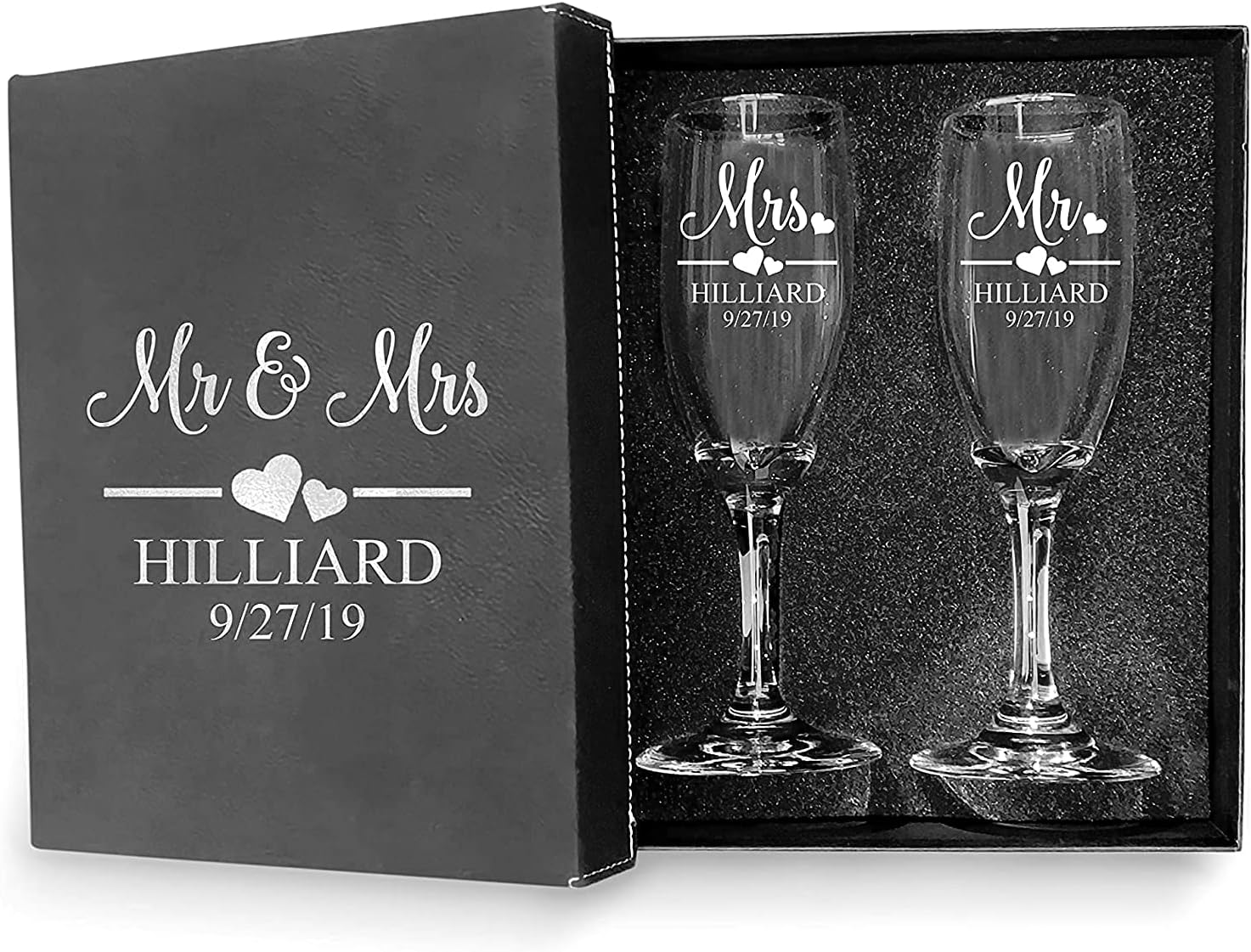 Set of 2 Mr and Mrs Champagne Toasting Flutes for Bride and Groom, His and  Hers Wedding Day Glasses for Newlyweds, Engagement, Wedding, and Bridal  Shower Gifts (8oz)