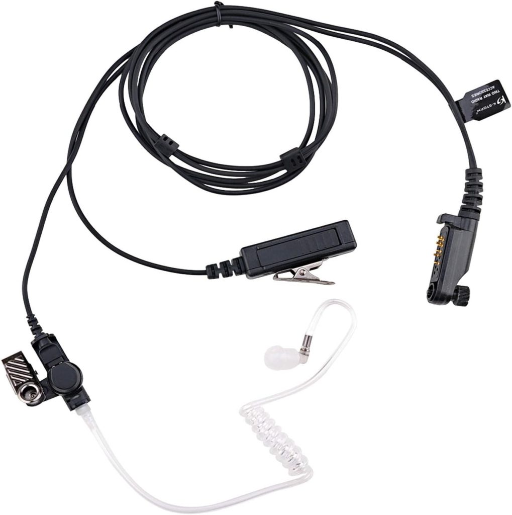 KS K-STORM PD682 Acoustic Tube Earpiece Headset Compatible with Hytera Radio PD600 PD602 PD662 PD680 PD685 HP602 X1p X1e etc, PU Material, Black