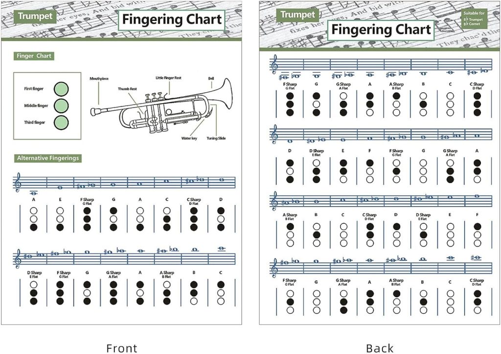 Kumprohu Trumpet Chord Chart,Clarinet Chords Poster | Trumpet Chord Poster Fingering Chart Chord Note Music Instrument Reference Guide for Novice Practice