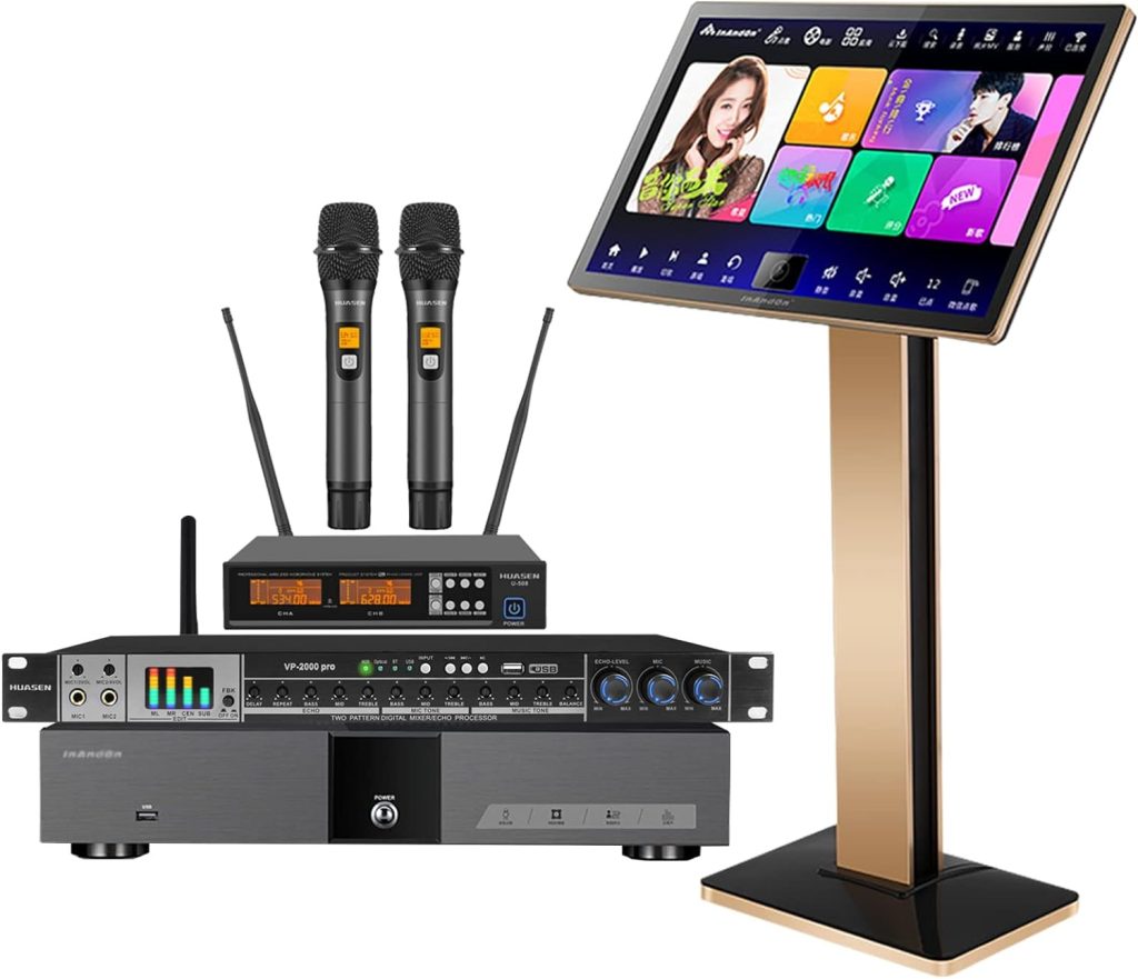 KV-V5 Max 2023 New Chinese Karaoke Player, Inandonkod Karaoke Machine with UHF Wireless Microphone, 22 Inch Capacitive Touch Screen Free Cloud Download Function HUASEN … (with 508 Microphone)