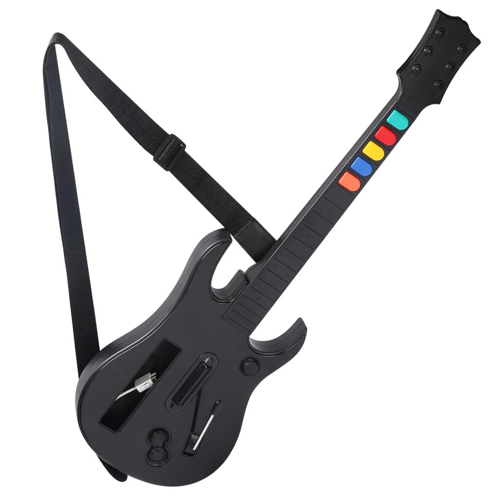KYAYUGM Wireless Wii Guitar Compatible for Nintendo Wii, Supports for Guitar Hero and Rock Band Games. - BLACK（Rock Band 1 is Not Supported）