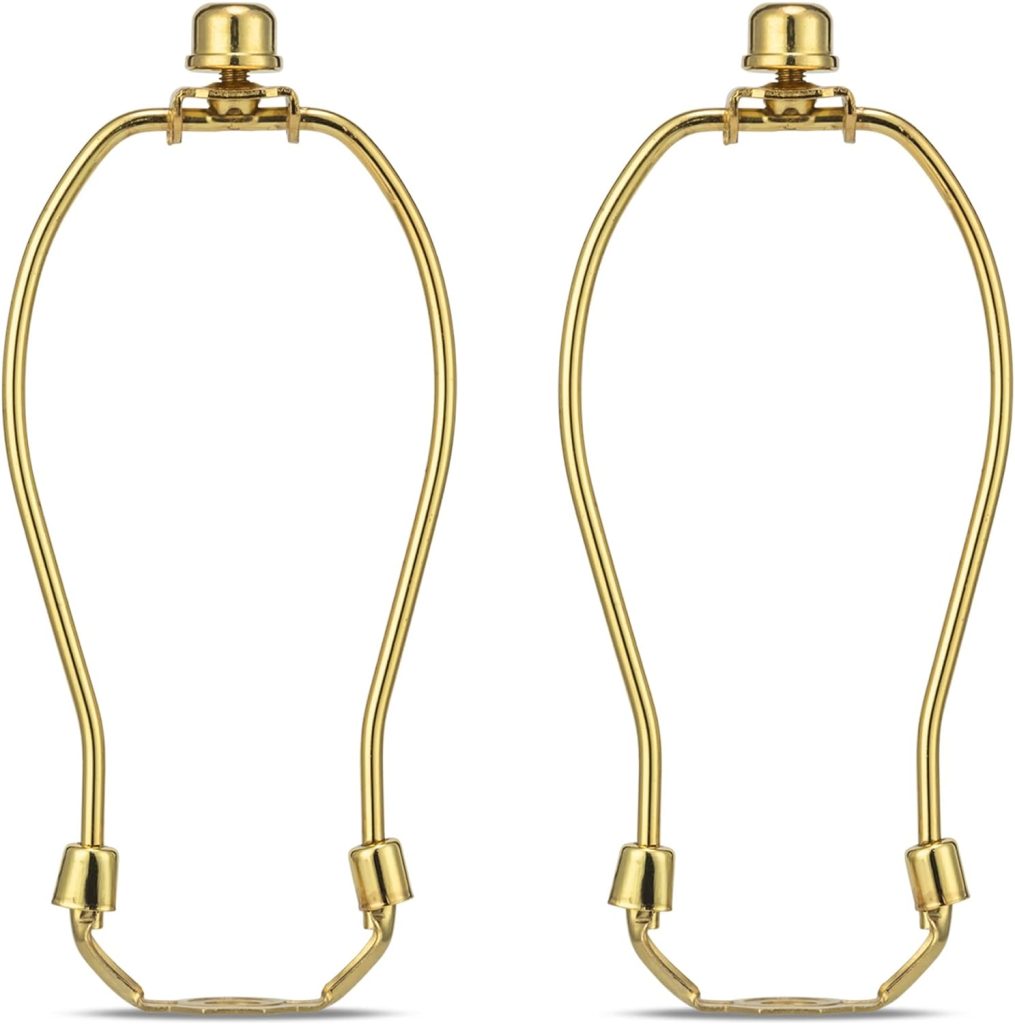 Lamp Harp 6 Inch, 2 Set Detachable Lamp Shade Harp for Table and Floor Lamps, Heavy Duty Lamp Brackets with 3/8 Standard Saddle and Lamp Finial (Polished Brass)