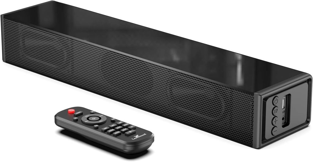 LARKSOUND Small Sound Bar for TV, PC, Gaming, Surround Sound System, Mini TV Speaker Soundbar with Bluetooth/HDMI ARC/Optical/AUX/USB Connections