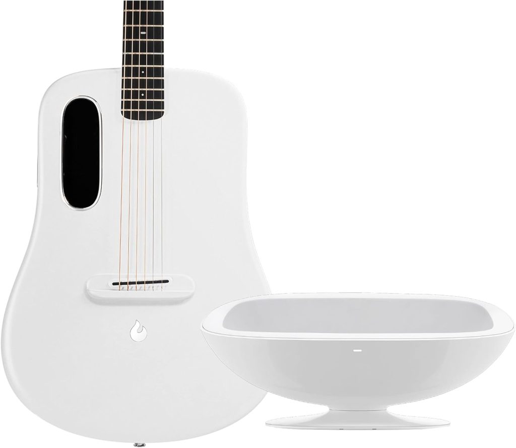 Lava Music ME 3 38 Smart Guitar in White w/Space Bag  Charging Dock