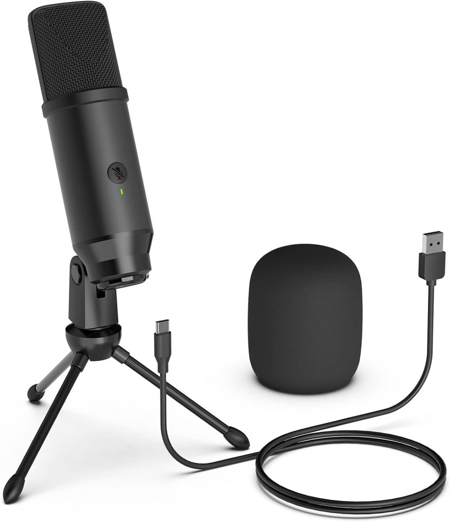 Lavales Condenser Microphone USB Microphone with Tripod for Streaming, Podcast Vocal Recording Gaming Conference Computer Microphone (Black