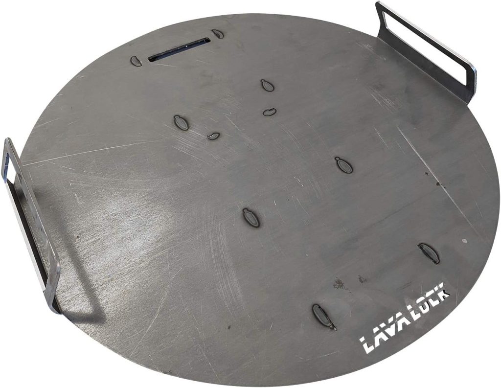 LavaLock Flat top Griddle Grate for UDS 55 Gallon Drum Smokers Grill Plate Also fits Weber Smokey Mountain WSM and Kettle Thick Steel with Handles