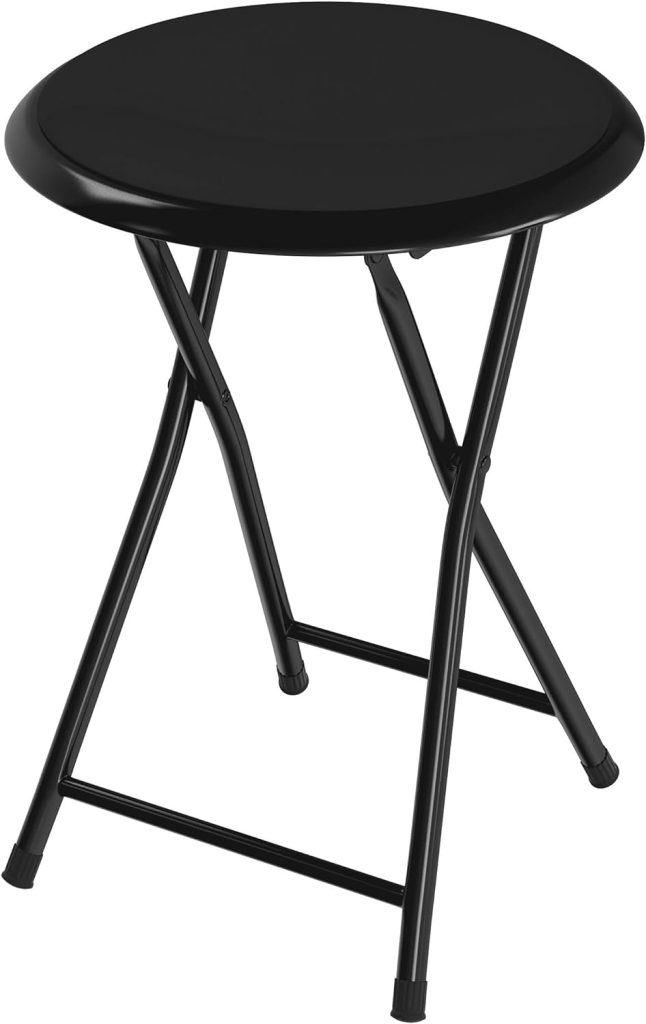 Lavish Home 18, Rec 14 D x 12 W x H Black Set of 1 Inch Folding Bar Heavy-Duty Padded Portable Stool with 225-Pound Capacity for Dorm, Recreation Game Room