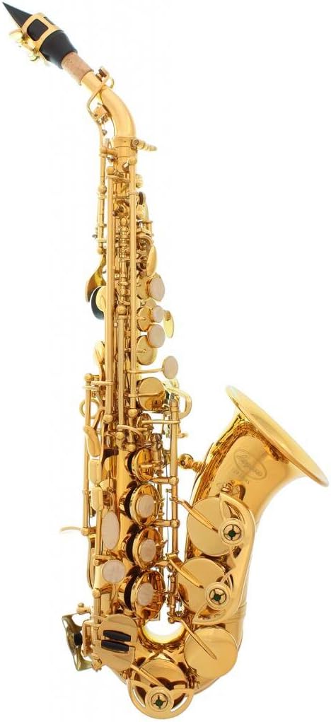 Lazarro Gold Lacquer Bb B-Flat Curved Soprano Saxophone Sax Lazarro+11 Reeds,Care Kit~24 COLORS Available-320-LQ
