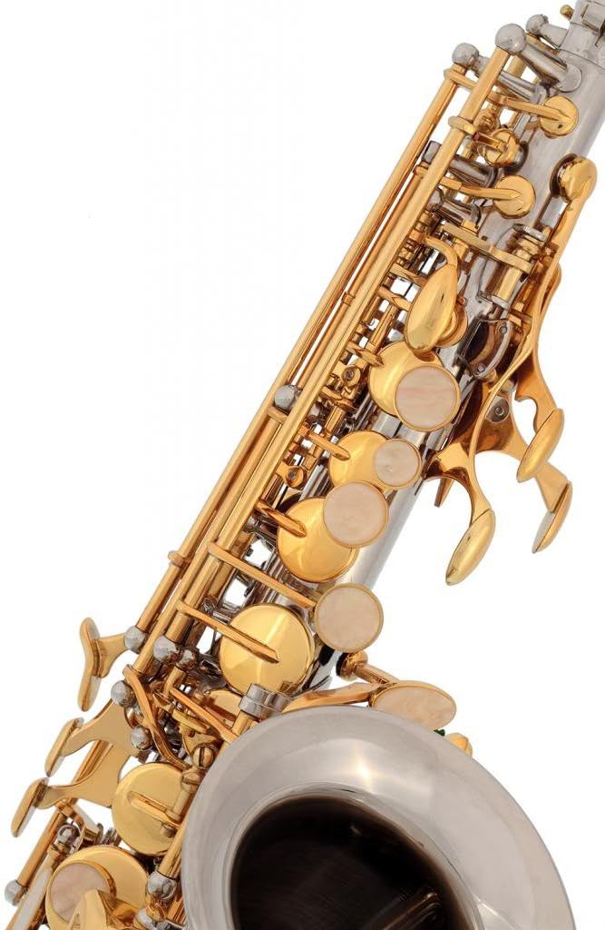Lazarro Silver Body-Gold Keys Bb B-Flat Curved Soprano Saxophone Sax Lazarro+11 Reeds,Care Kit~24 COLORS Available-320-2C