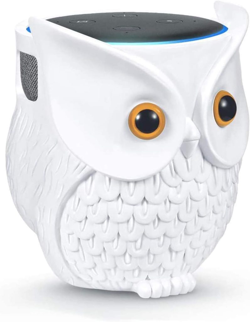 LDYAN Echo Dot Owl Holder Stand, Owl Statue Smart Speaker Holder Stand for Echo Dot 4th, 3rd, 2nd and 1st Generation, Google Home Mini, Google Nest Mini 2nd Gen, Cartoon Decor Owl Shape Home Decor
