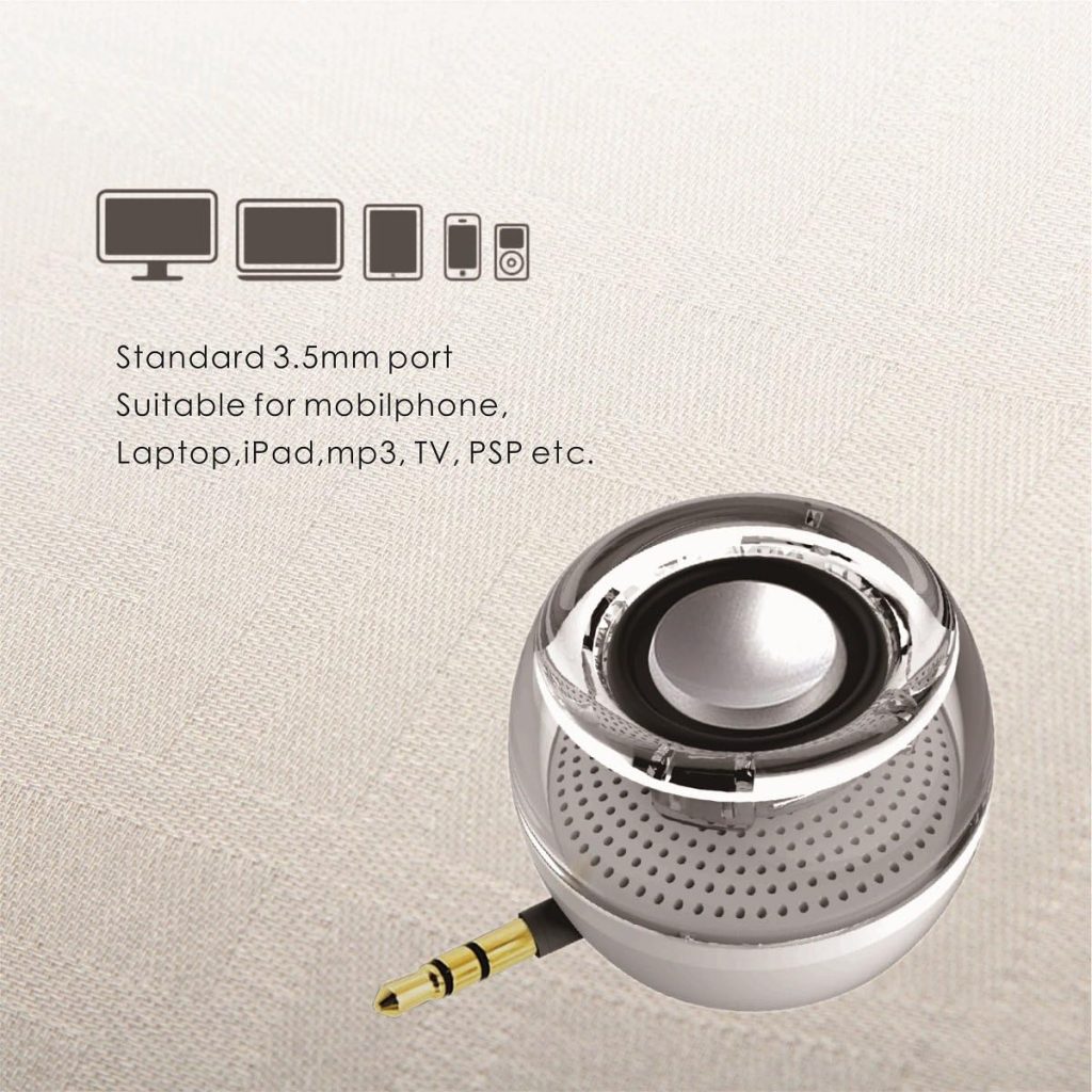 Leadsound Portable Speaker, Crystal 3W 27mm 8Ω Mini Wireless Speaker with 3.5mm Aux Audio Jack Plug in Clear Bass Micro USB Port Audio Dock for Smart Phone, for Pad, Computer (Black)