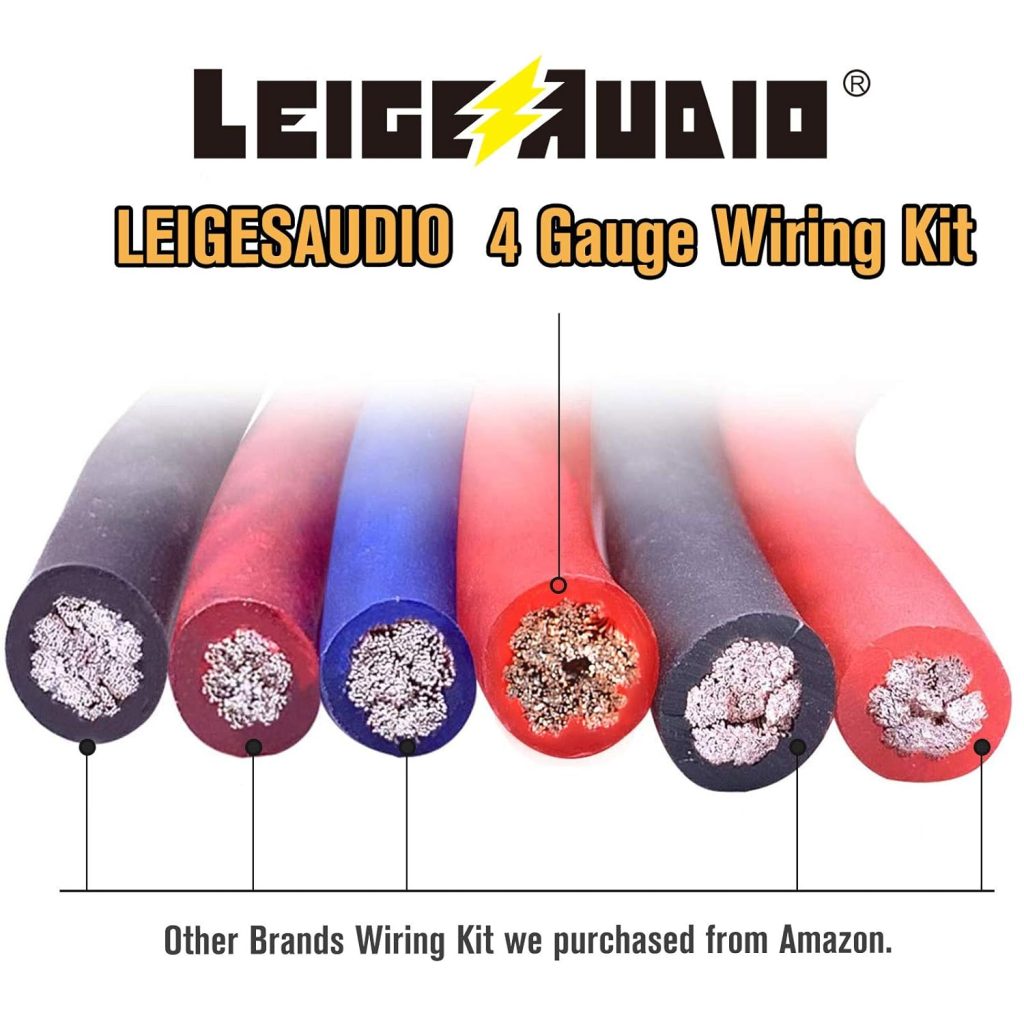 LEIGESAUDIO 4 Gauge Amp Wiring Kit Ture 4 AWG Amplifier Installation Wiring Kit - Car Subwoofer Wiring Kit Helps You Make Connections and Brings Power to Your Radio, Subwoofer and Speakers