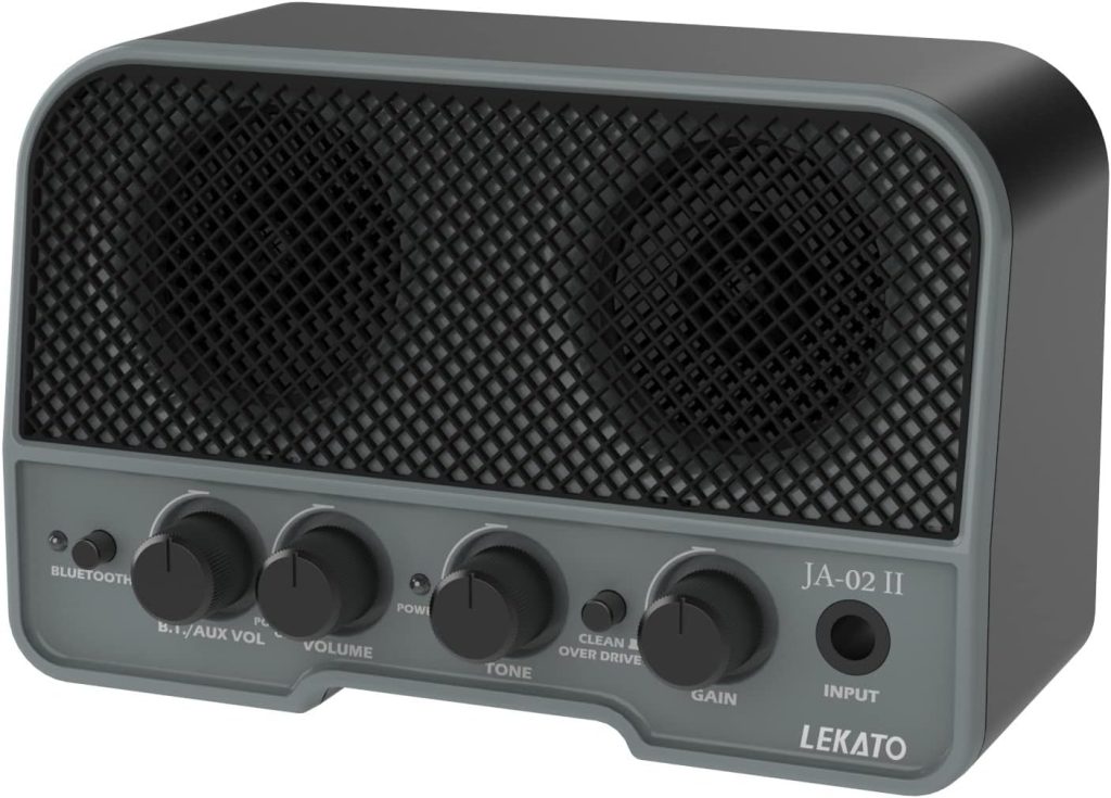 LEKATO Mini Guitar Amp, 5W Rechargeable Electric Guitar Amplifier, CleanOverdrive Effects 2 Channels Bluetooth Guitar Amp Portable for Daily Practice,Black